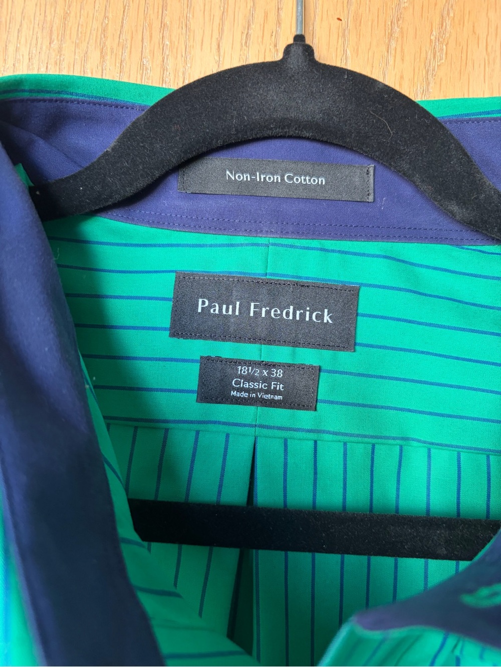 Paul Fredrick Green and Navy Striped Button up dress Shirt Jacket